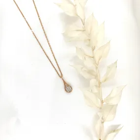 10k Rose Gold Diamond Teardrop Necklace