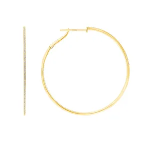 14K Gold Diamond 2 Inch Hoops