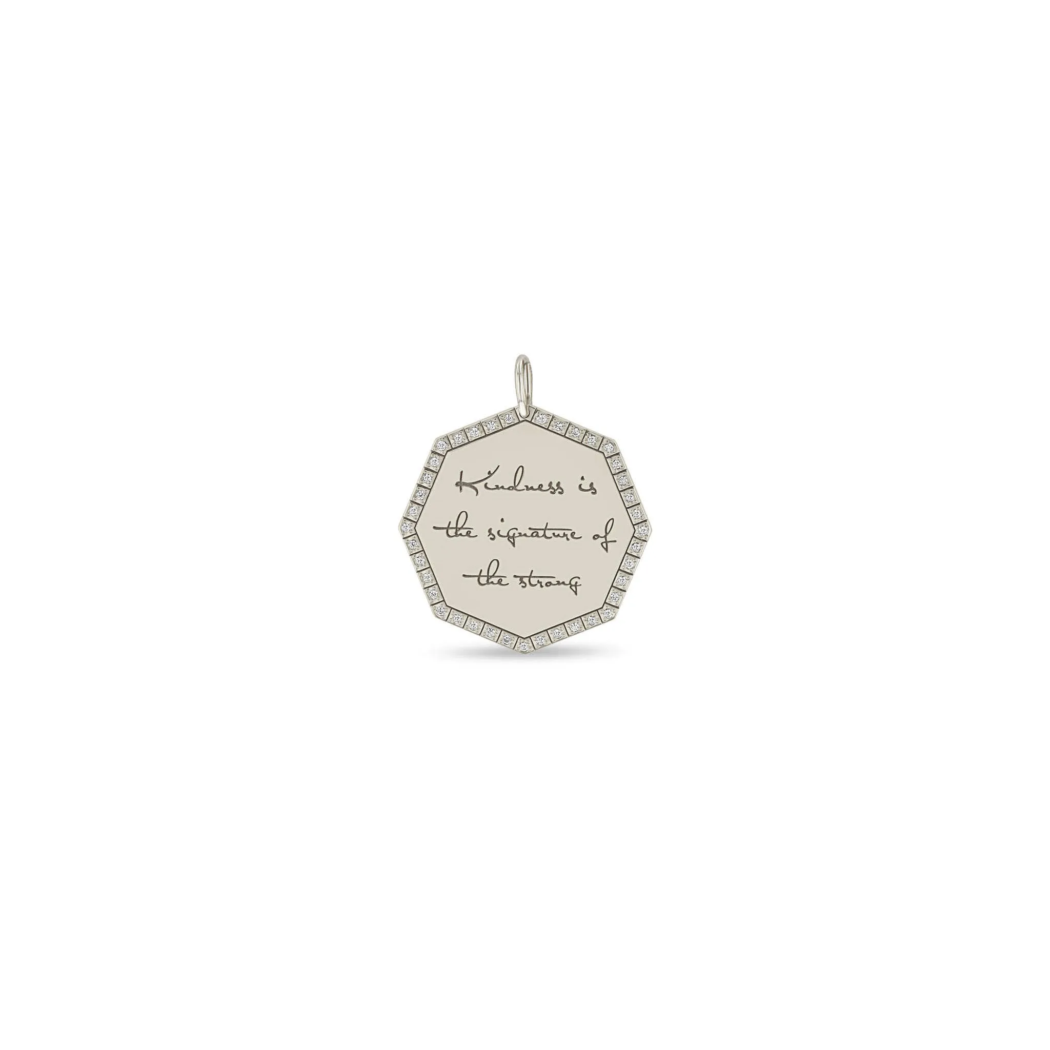 14k Single Large Kindness is the signature of the strong Octagon Mantra Charm Pendant