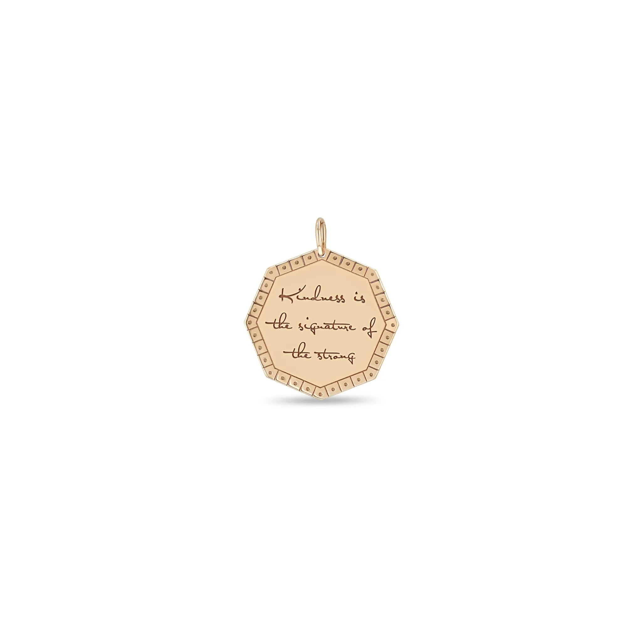 14k Single Large Kindness is the signature of the strong Octagon Mantra Charm Pendant