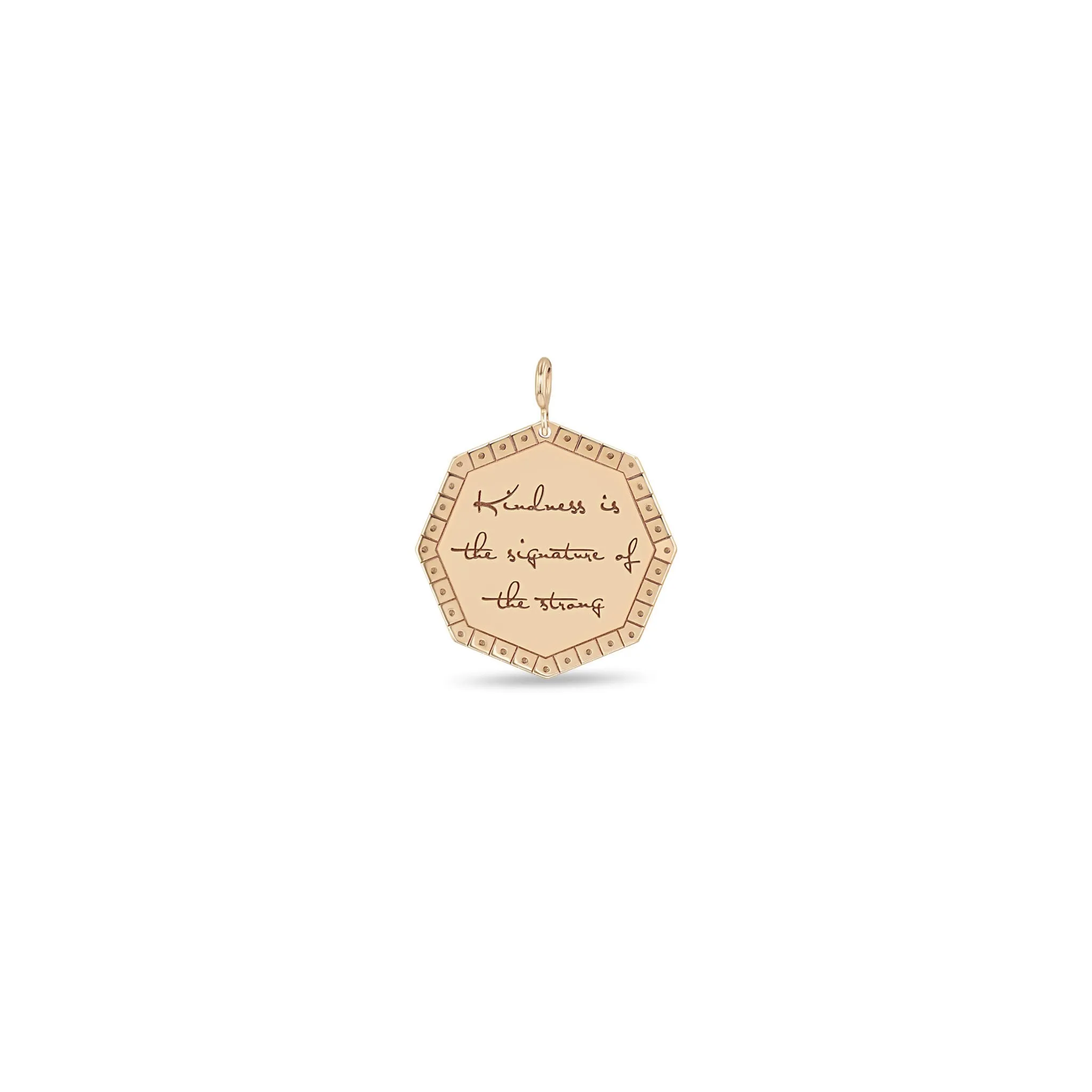 14k Single Large Kindness is the signature of the strong Octagon Mantra Charm Pendant