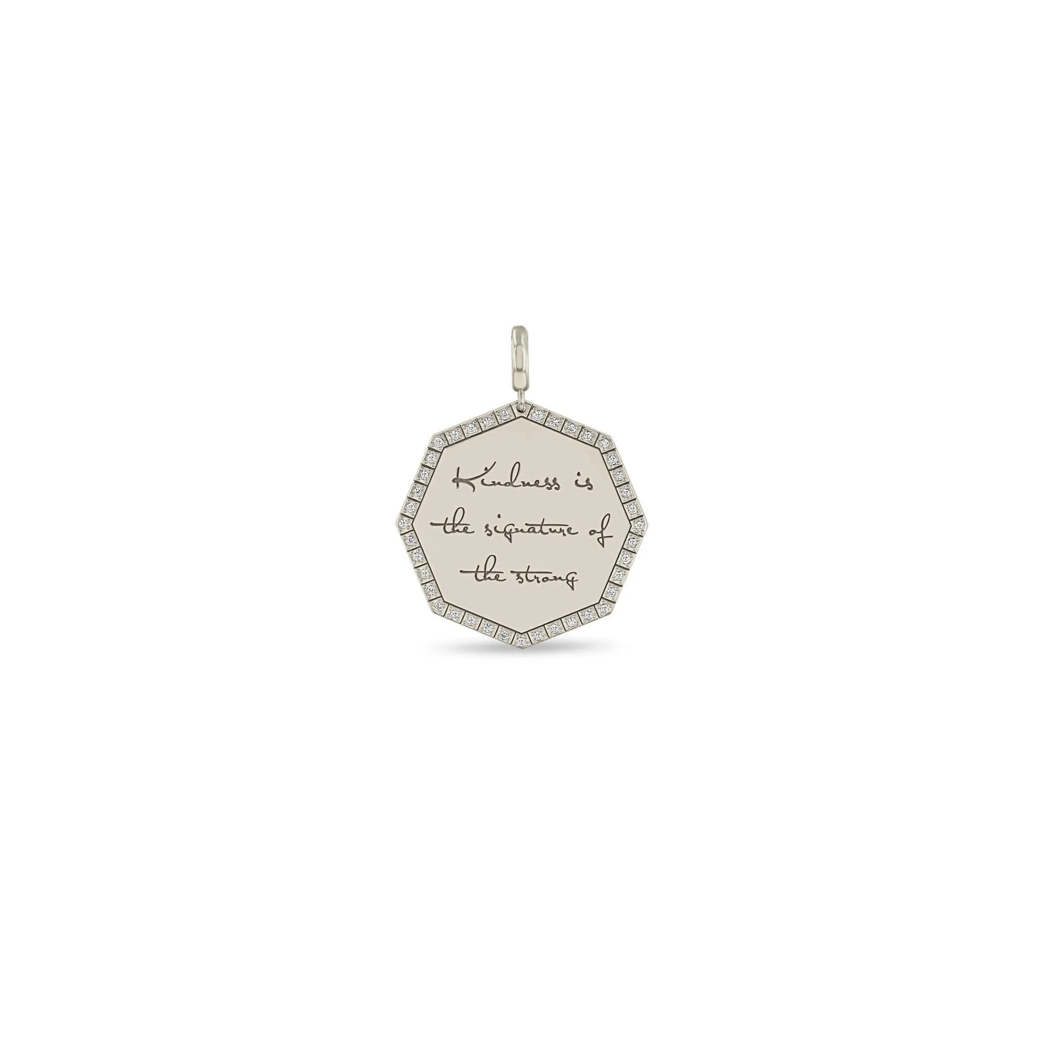 14k Single Large Kindness is the signature of the strong Octagon Mantra Charm Pendant