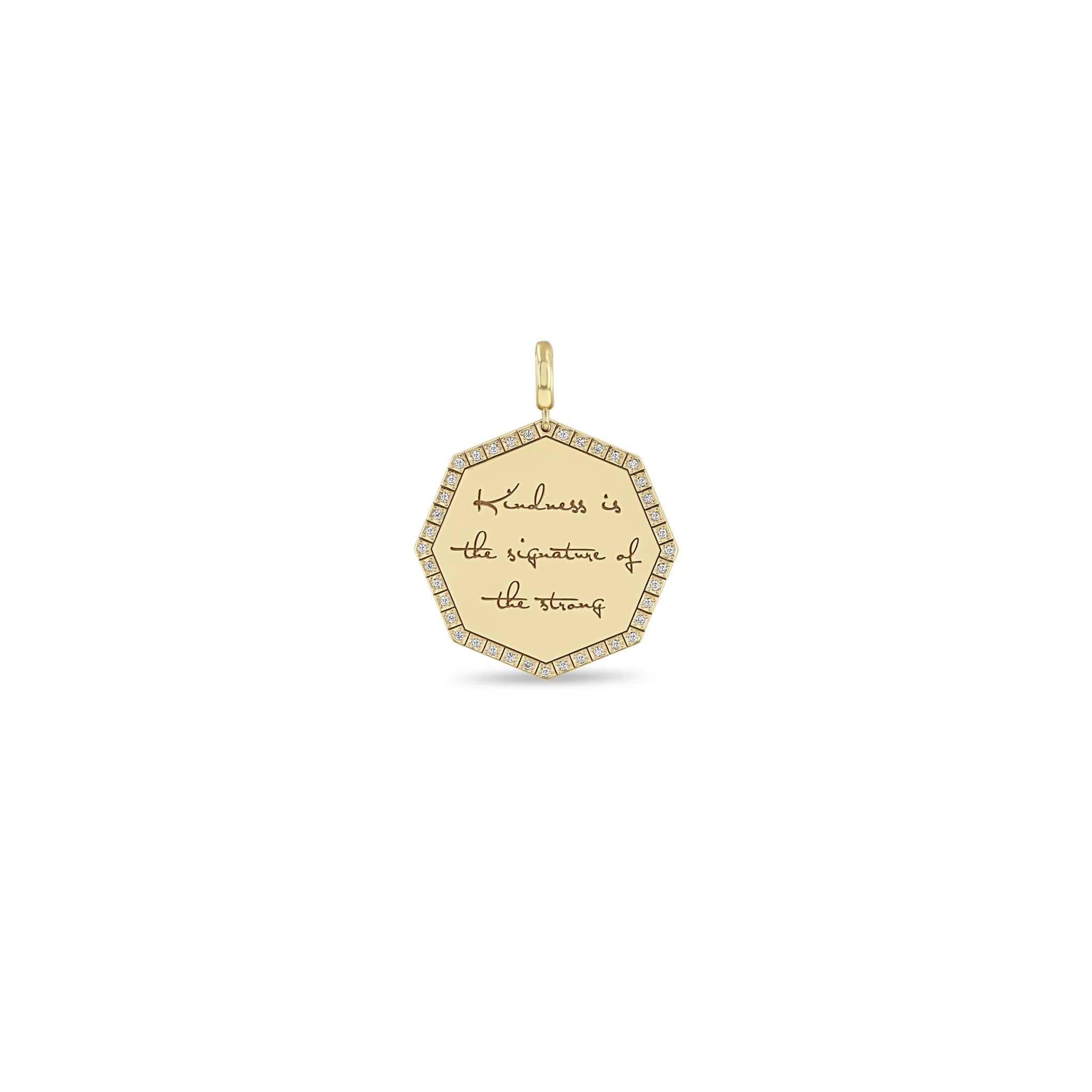 14k Single Large Kindness is the signature of the strong Octagon Mantra Charm Pendant