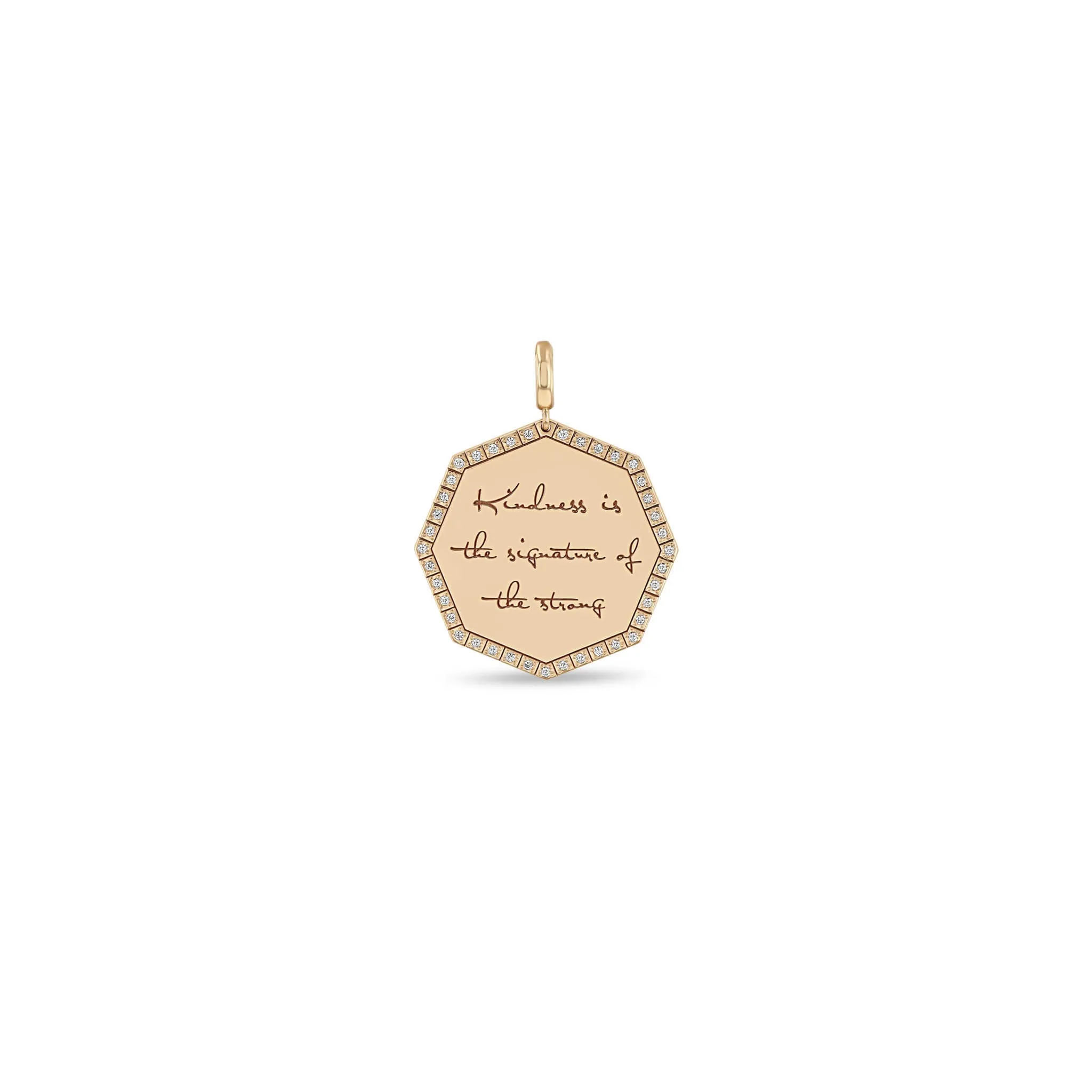 14k Single Large Kindness is the signature of the strong Octagon Mantra Charm Pendant