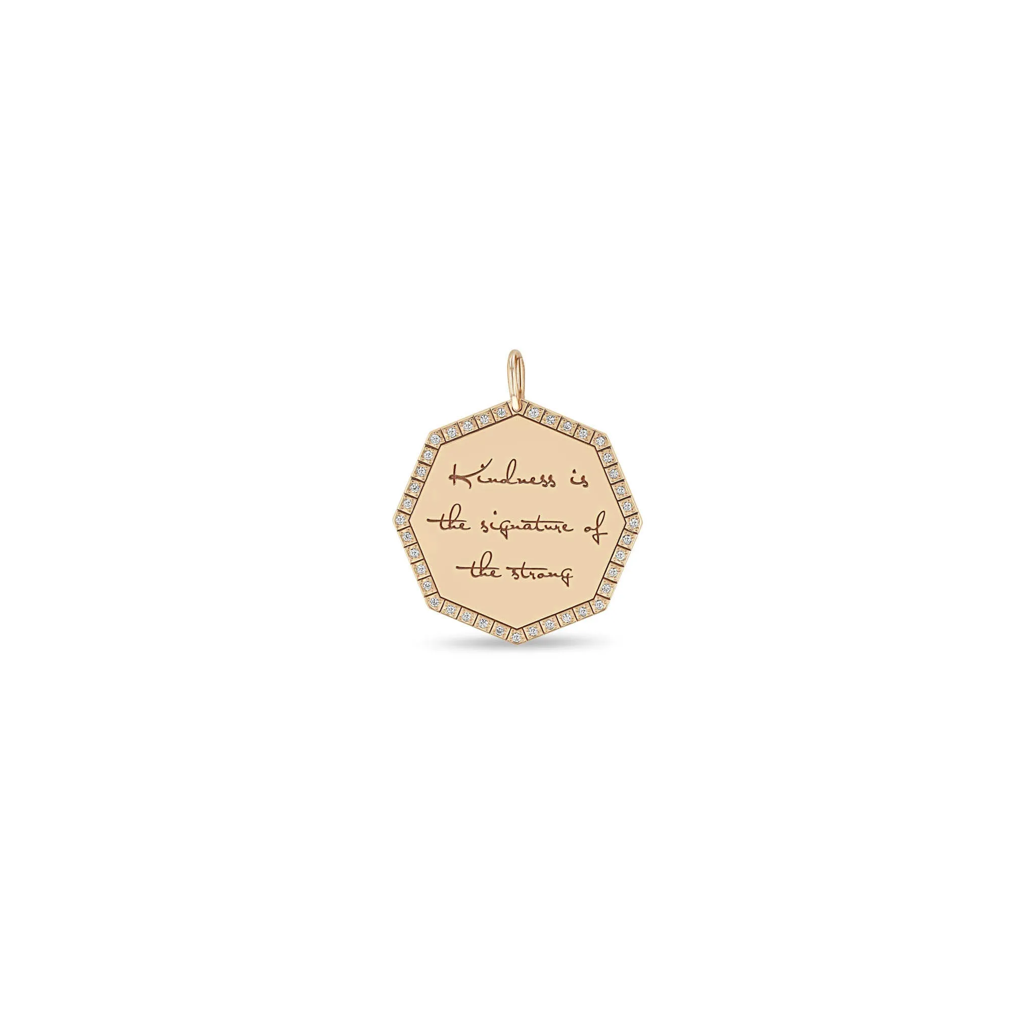 14k Single Large Kindness is the signature of the strong Octagon Mantra Charm Pendant