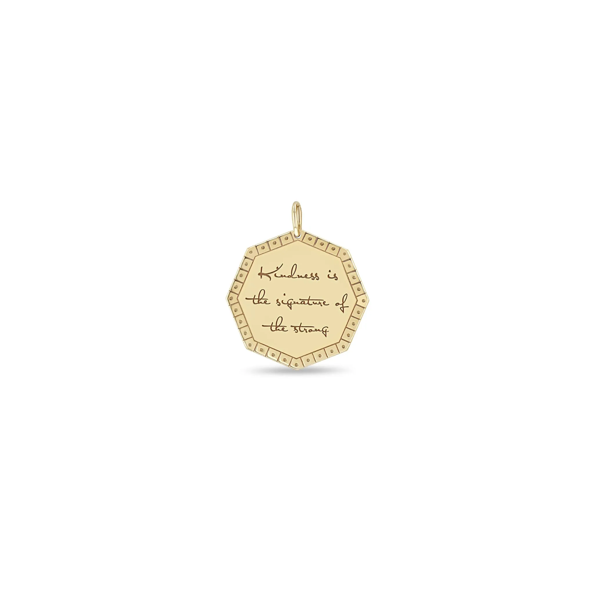 14k Single Large Kindness is the signature of the strong Octagon Mantra Charm Pendant