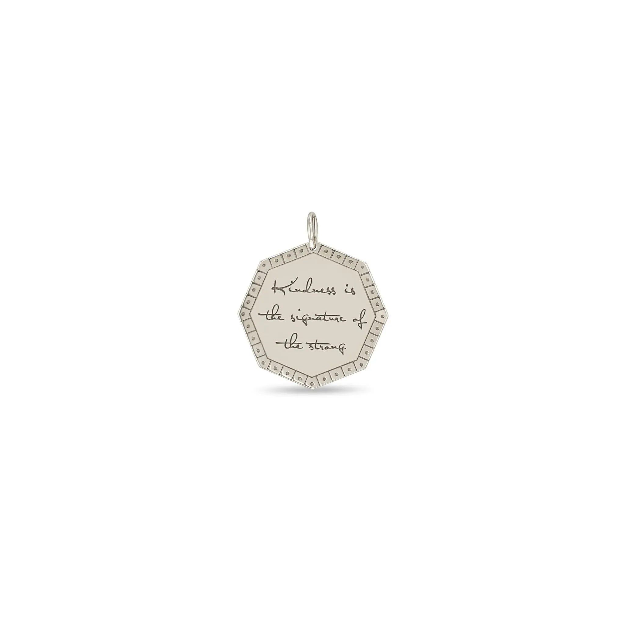 14k Single Large Kindness is the signature of the strong Octagon Mantra Charm Pendant