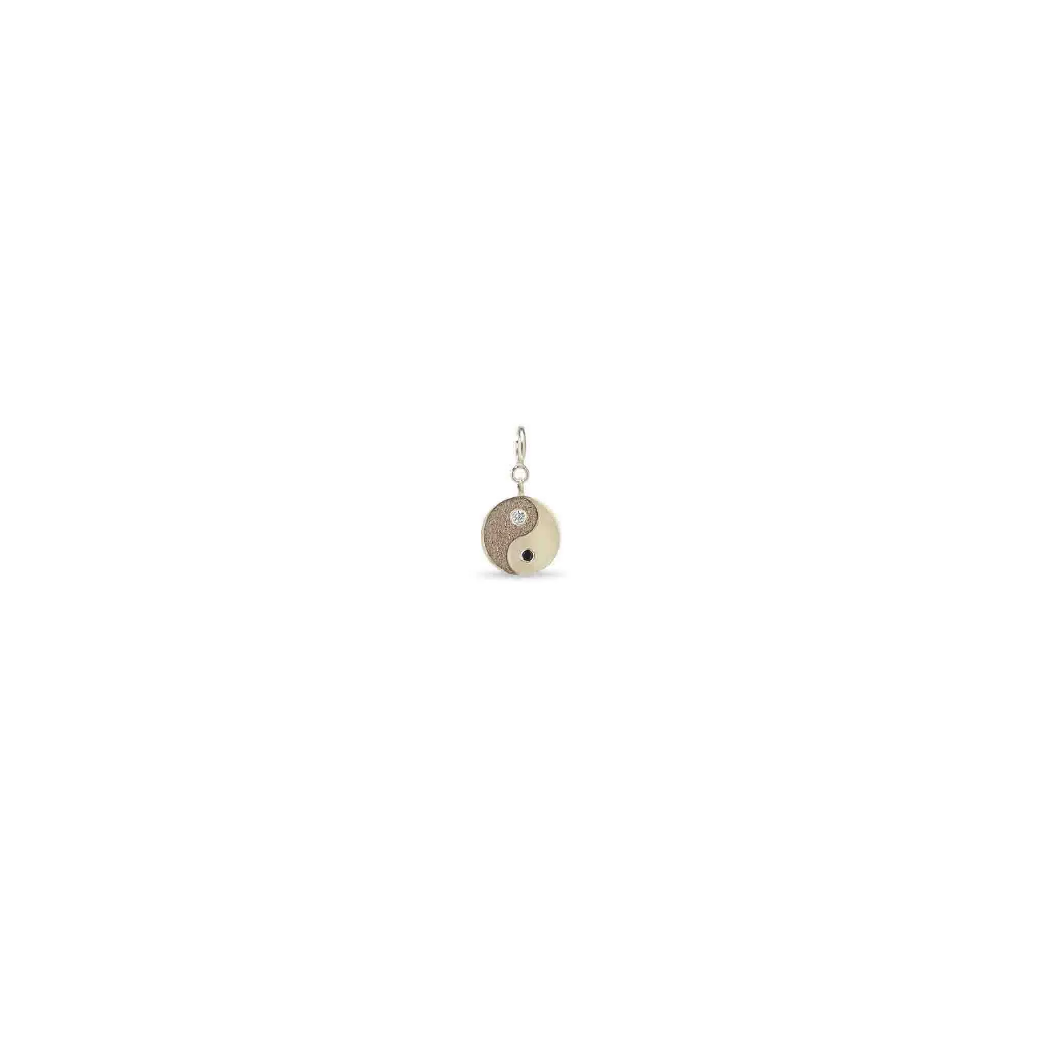 14k Single Midi Bitty Black & White Diamond Yin Yang Charm