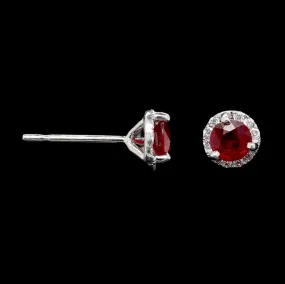 14K White Gold Estate Ruby and Diamond Earrings