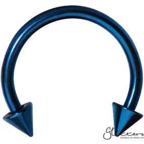 16 Gauge Blue Titanium Ion Plated Surgical Steel Horseshoe/Circular Barbells with Spike