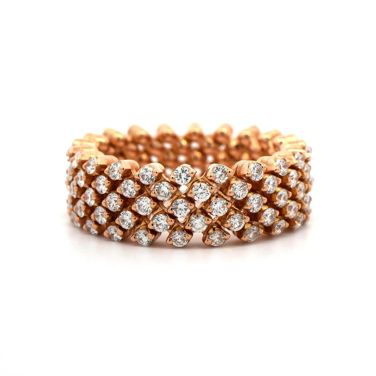 18K Rose Gold 5 Row Adjustable Diamond Ring