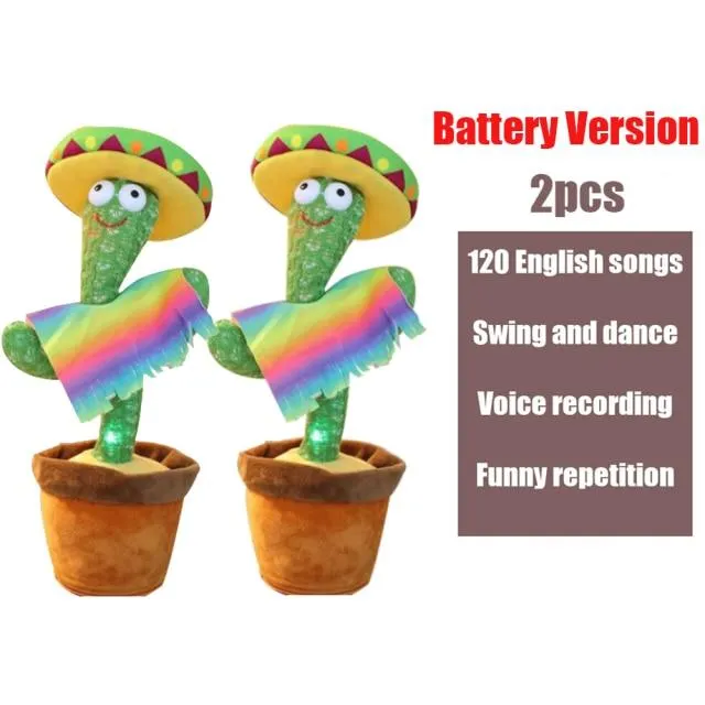 2PCS 120 Songs USB Dancing cactus Dancer Speaker Repeat Say Talk talking Baby Stuffed Plush plushie Toy children's toys for girl