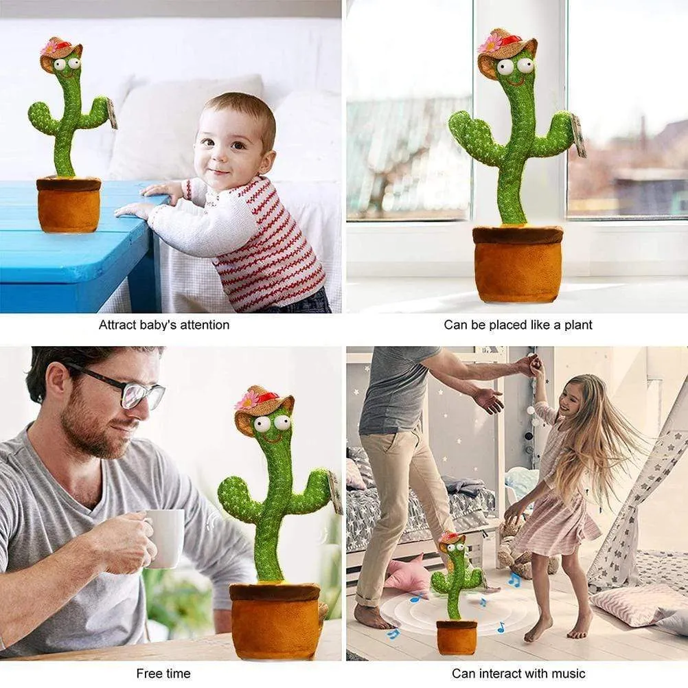 2PCS 120 Songs USB Dancing cactus Dancer Speaker Repeat Say Talk talking Baby Stuffed Plush plushie Toy children's toys for girl