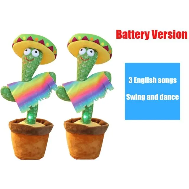 2PCS 120 Songs USB Dancing cactus Dancer Speaker Repeat Say Talk talking Baby Stuffed Plush plushie Toy children's toys for girl