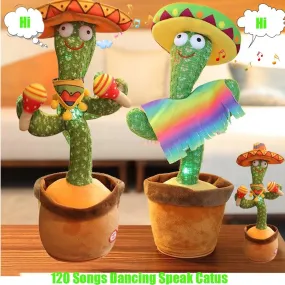 2PCS 120 Songs USB Dancing cactus Dancer Speaker Repeat Say Talk talking Baby Stuffed Plush plushie Toy children's toys for girl