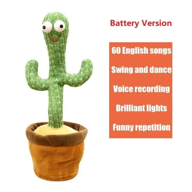 2PCS 120 Songs USB Dancing cactus Dancer Speaker Repeat Say Talk talking Baby Stuffed Plush plushie Toy children's toys for girl