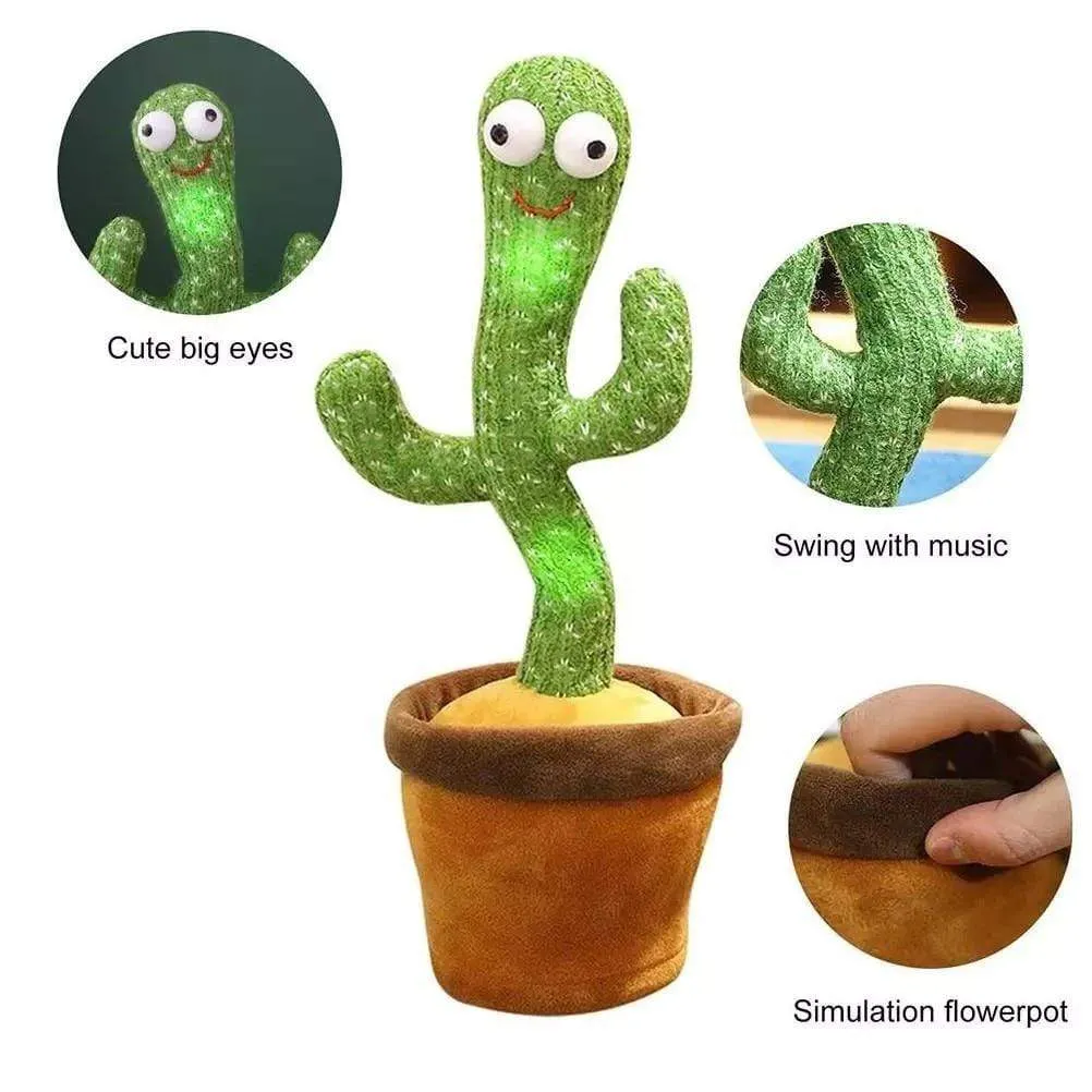 2PCS 120 Songs USB Dancing cactus Dancer Speaker Repeat Say Talk talking Baby Stuffed Plush plushie Toy children's toys for girl