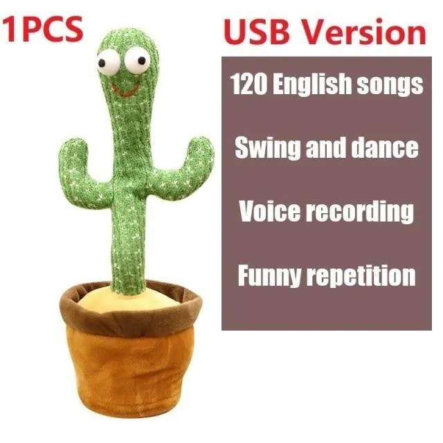 2PCS 120 Songs USB Dancing cactus Dancer Speaker Repeat Say Talk talking Baby Stuffed Plush plushie Toy children's toys for girl