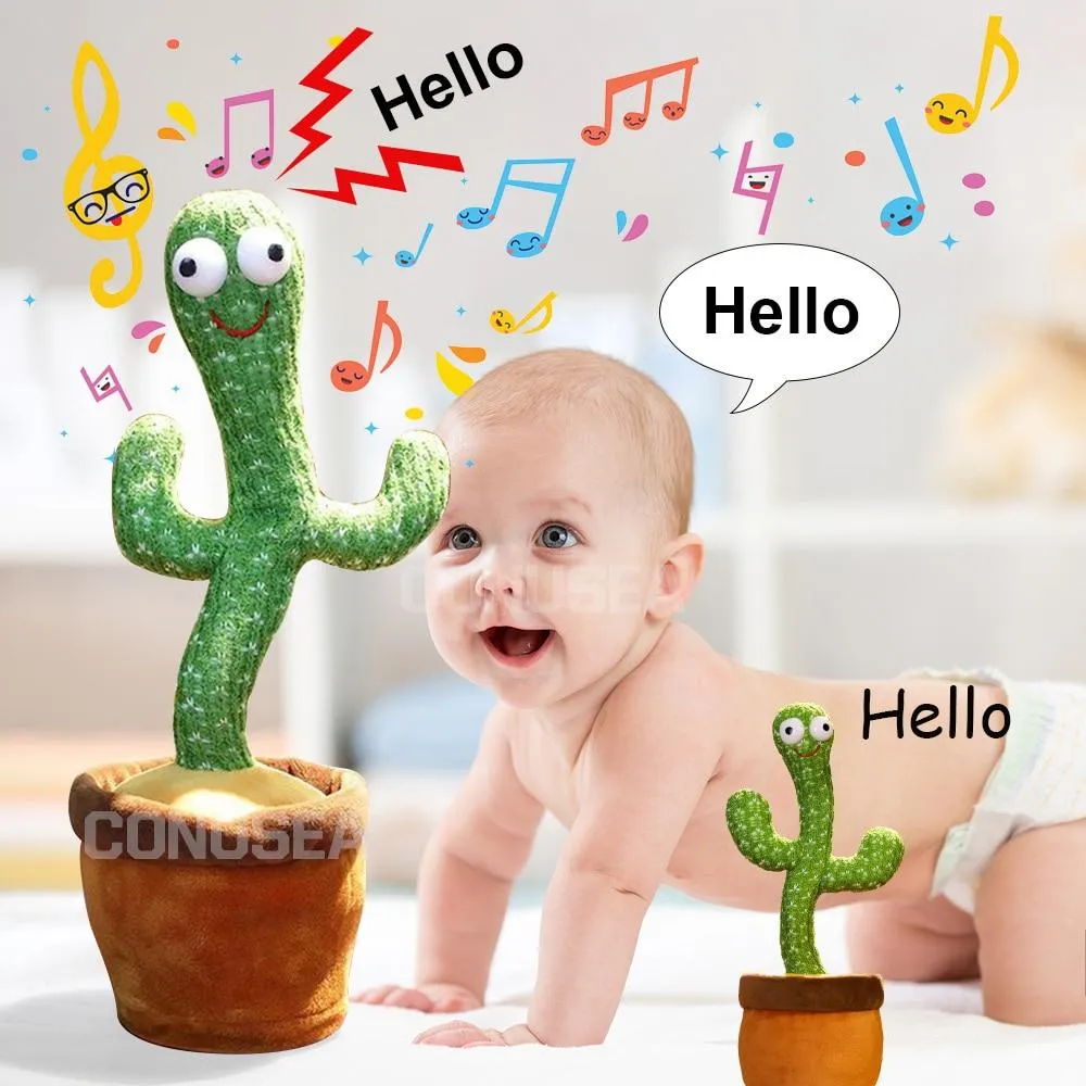 2PCS 120 Songs USB Dancing cactus Dancer Speaker Repeat Say Talk talking Baby Stuffed Plush plushie Toy children's toys for girl