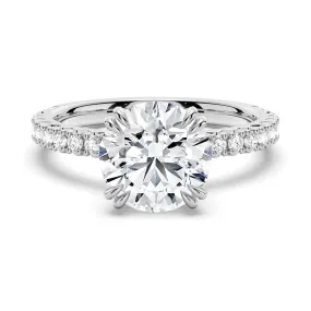 3 CT. Moissanite Engagement Ring Solitaire With Pavé Accents