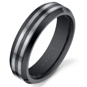 6mm Unisex Stainless Steel and Ceramic Band size 12.5