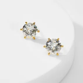 8MM SOLITAIRE CZ STUD EARRINGS - 3 Colors