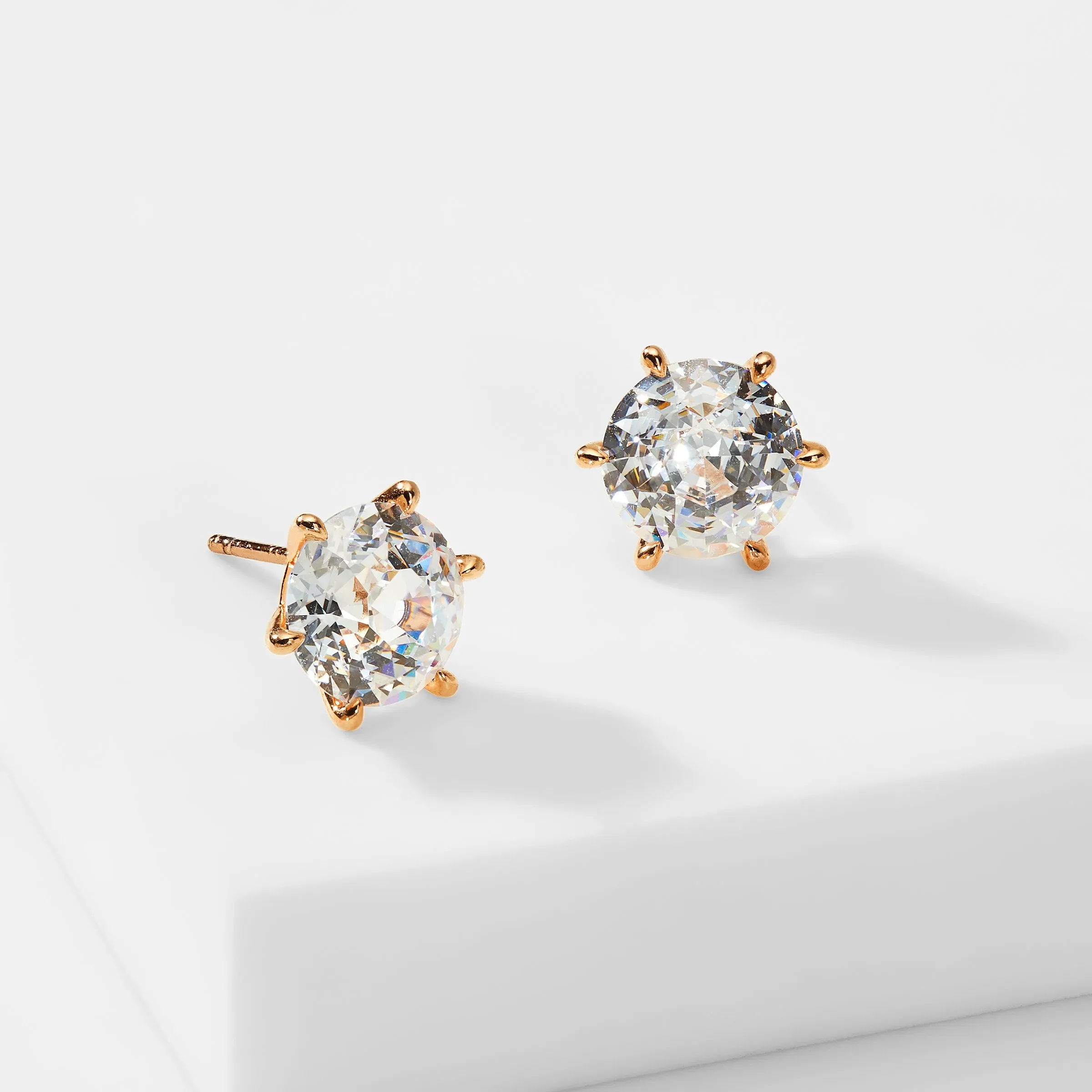 8MM SOLITAIRE CZ STUD EARRINGS - 3 Colors