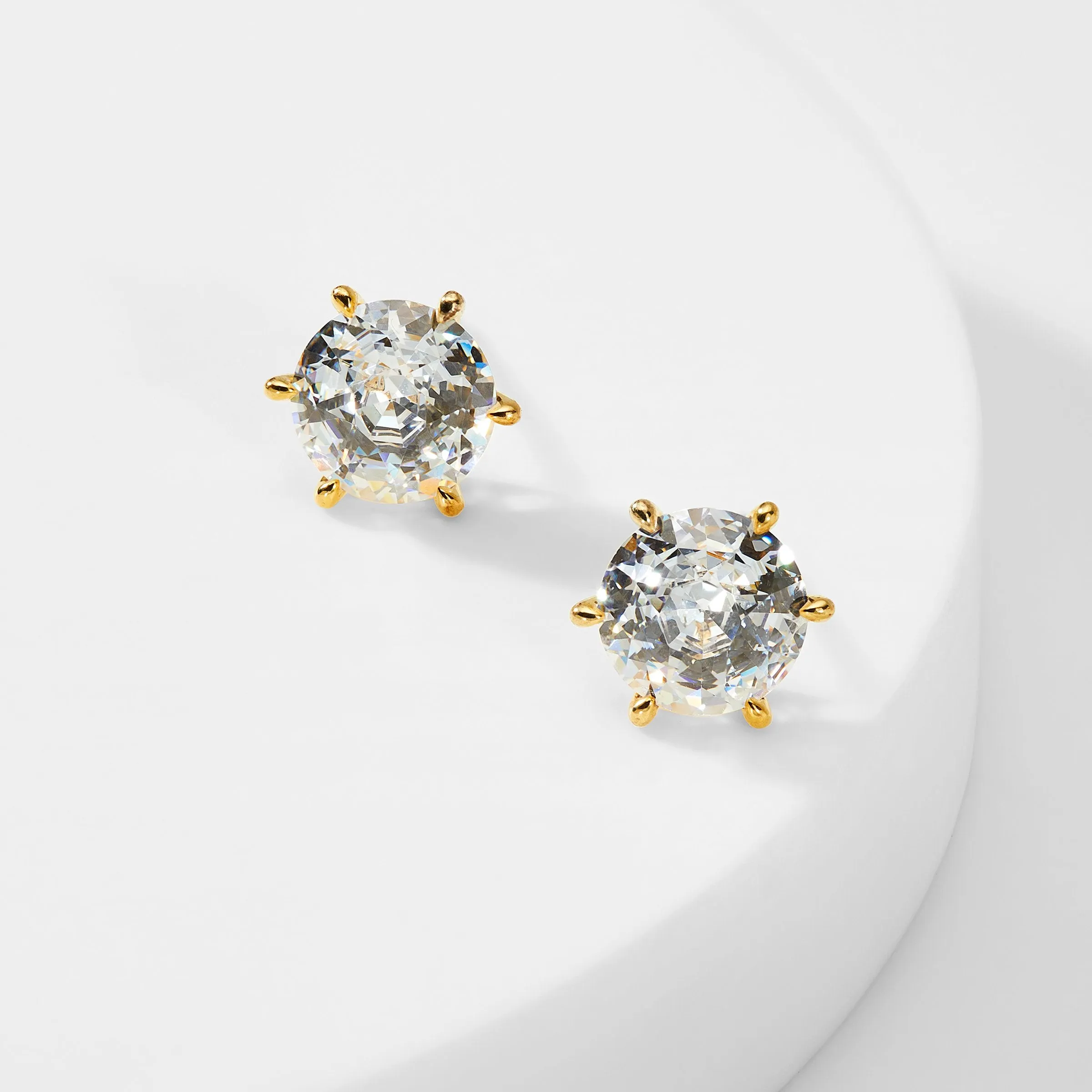 8MM SOLITAIRE CZ STUD EARRINGS - 3 Colors