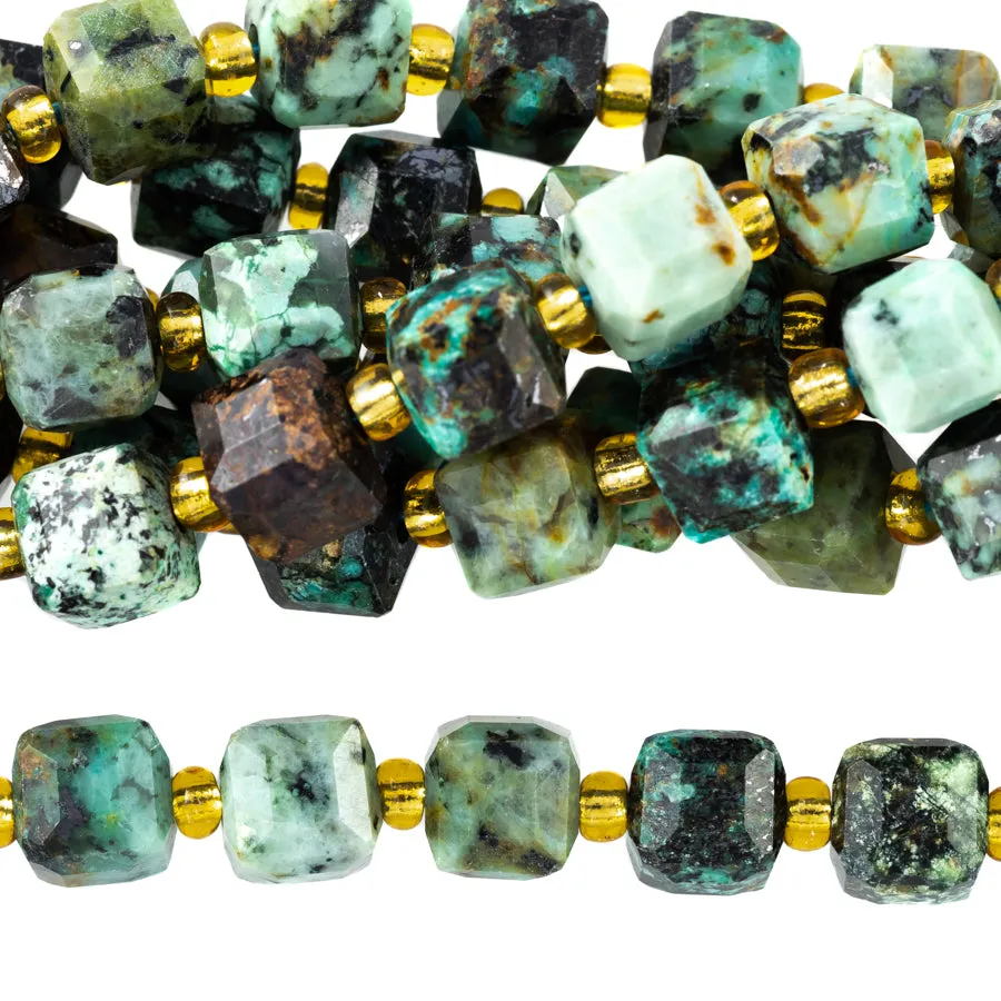 African Turquoise 6-7mm Table Cut Cube - 15-16 Inch