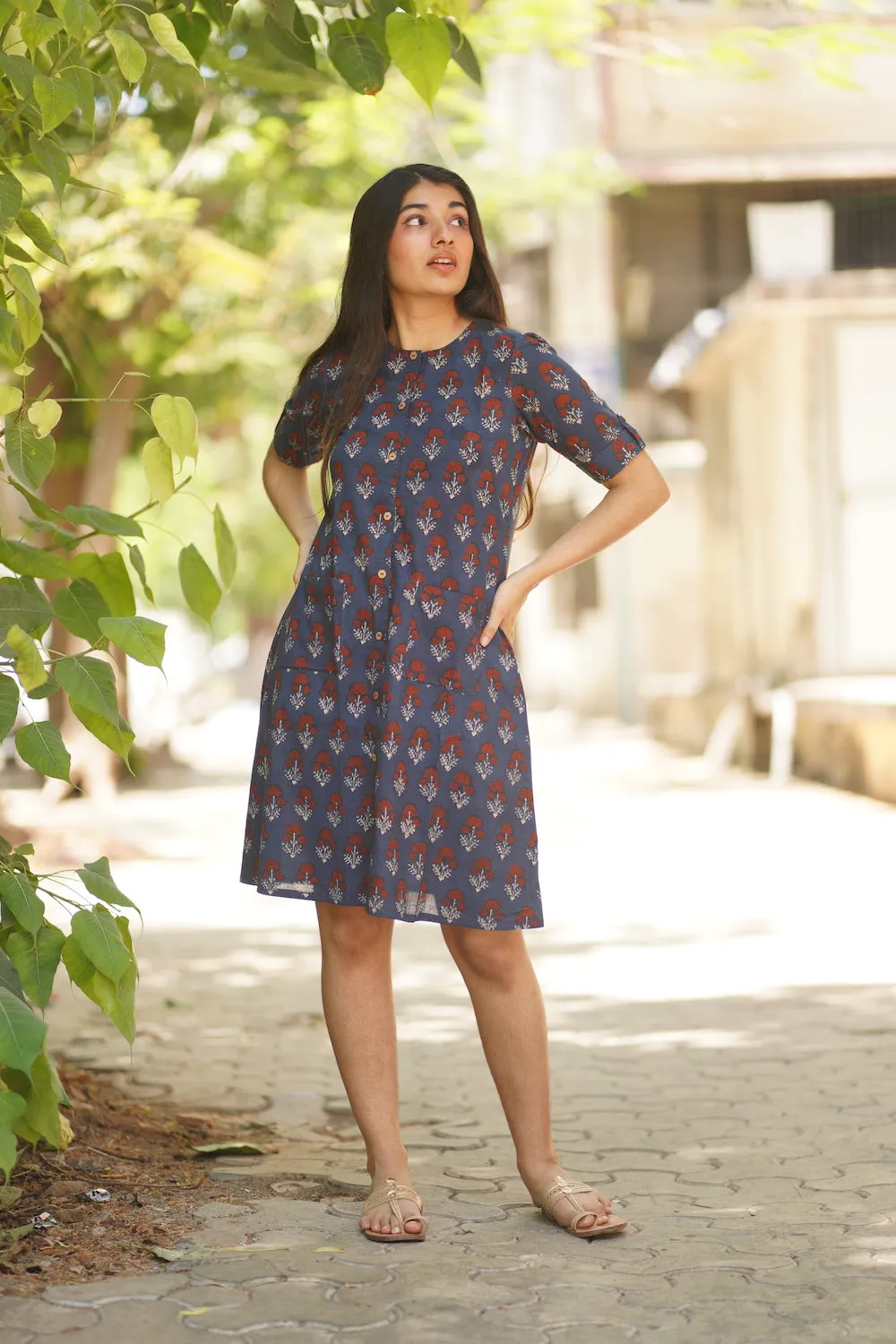 Aishi Indigo Dahlia Short Dress