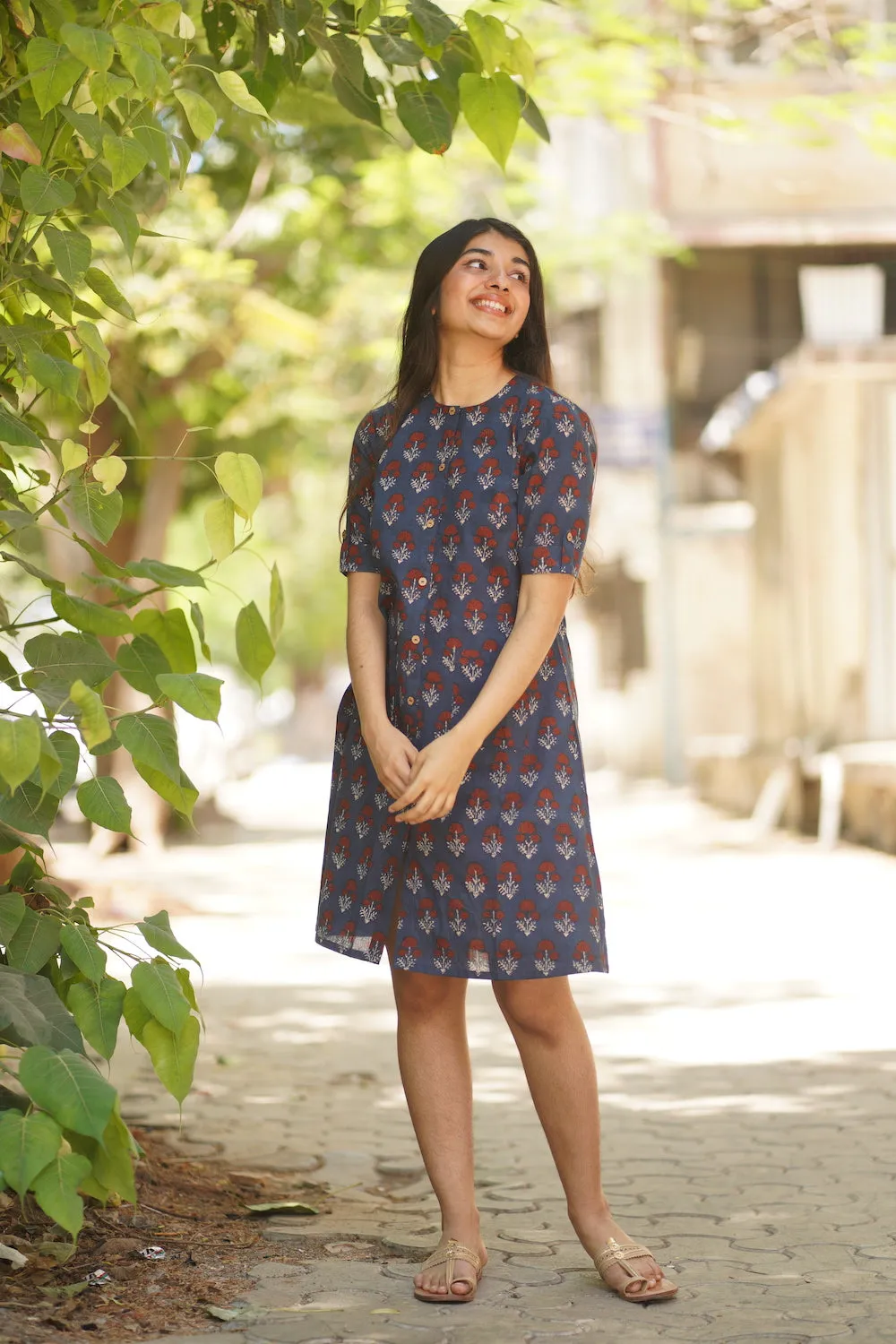 Aishi Indigo Dahlia Short Dress