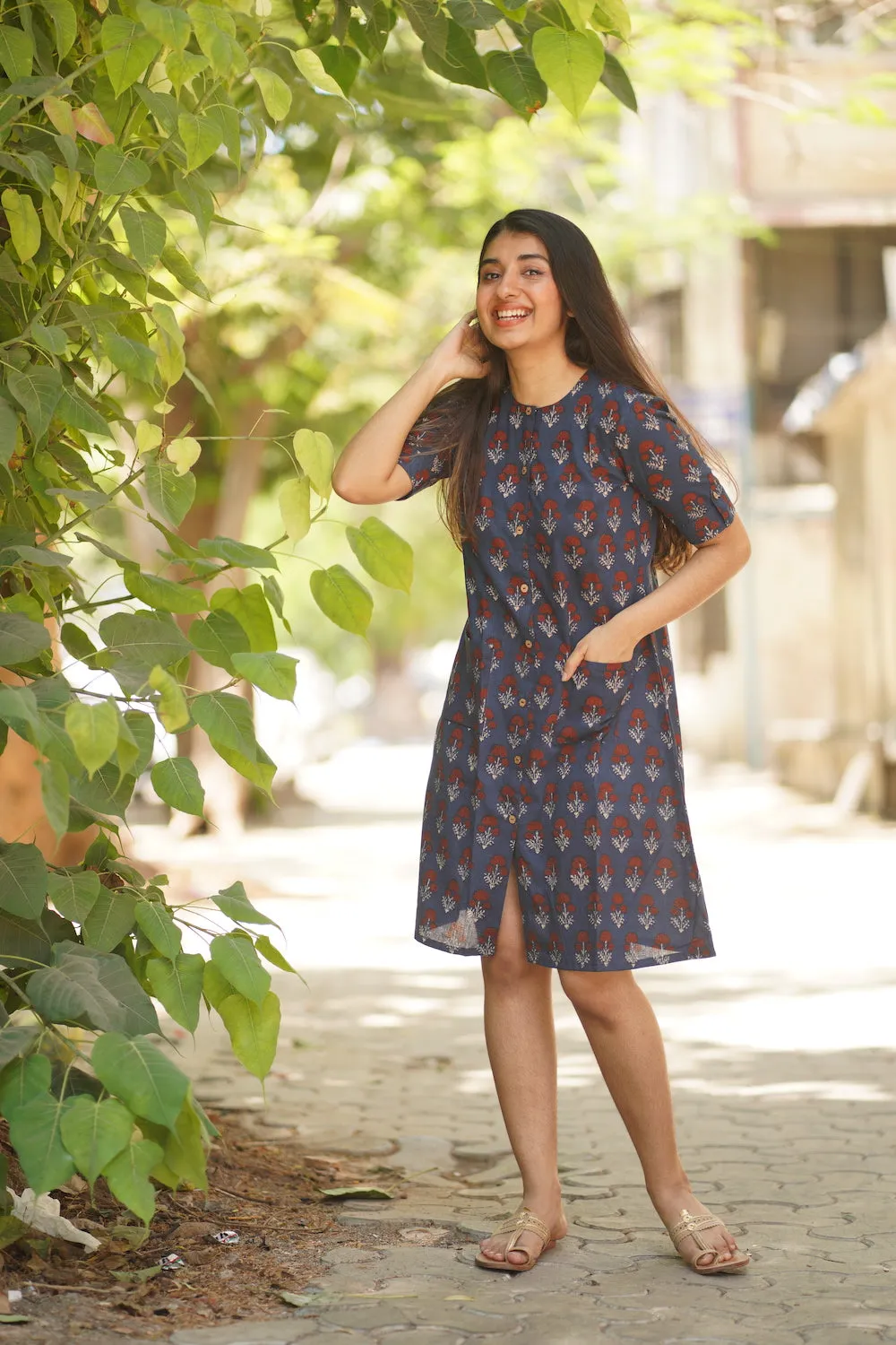 Aishi Indigo Dahlia Short Dress