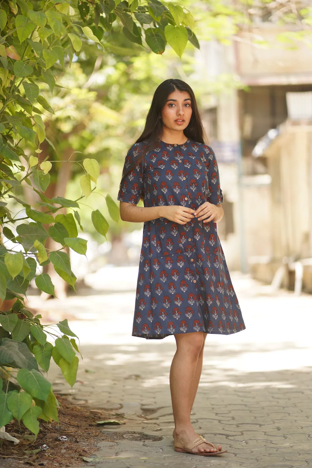 Aishi Indigo Dahlia Short Dress