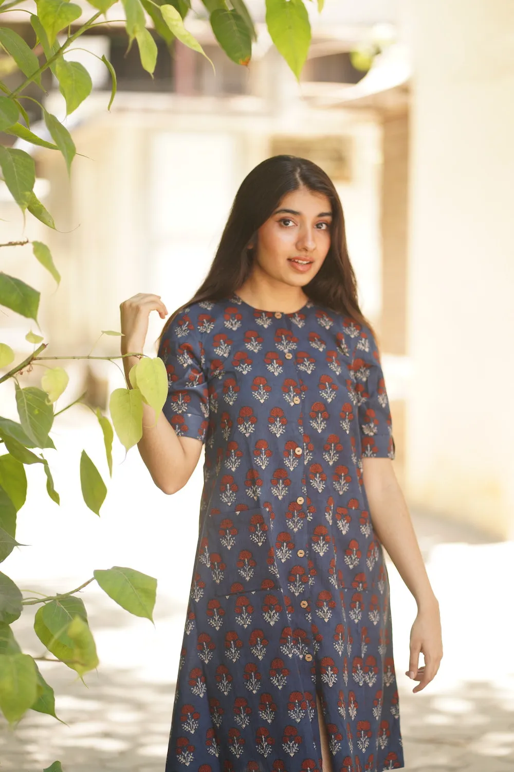 Aishi Indigo Dahlia Short Dress