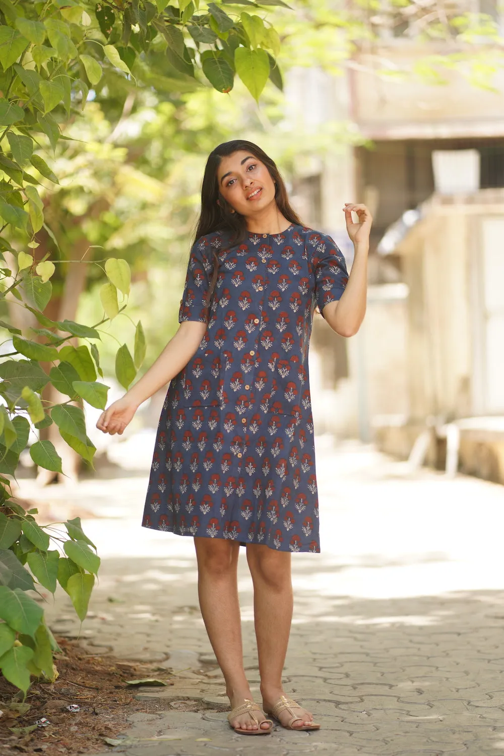 Aishi Indigo Dahlia Short Dress