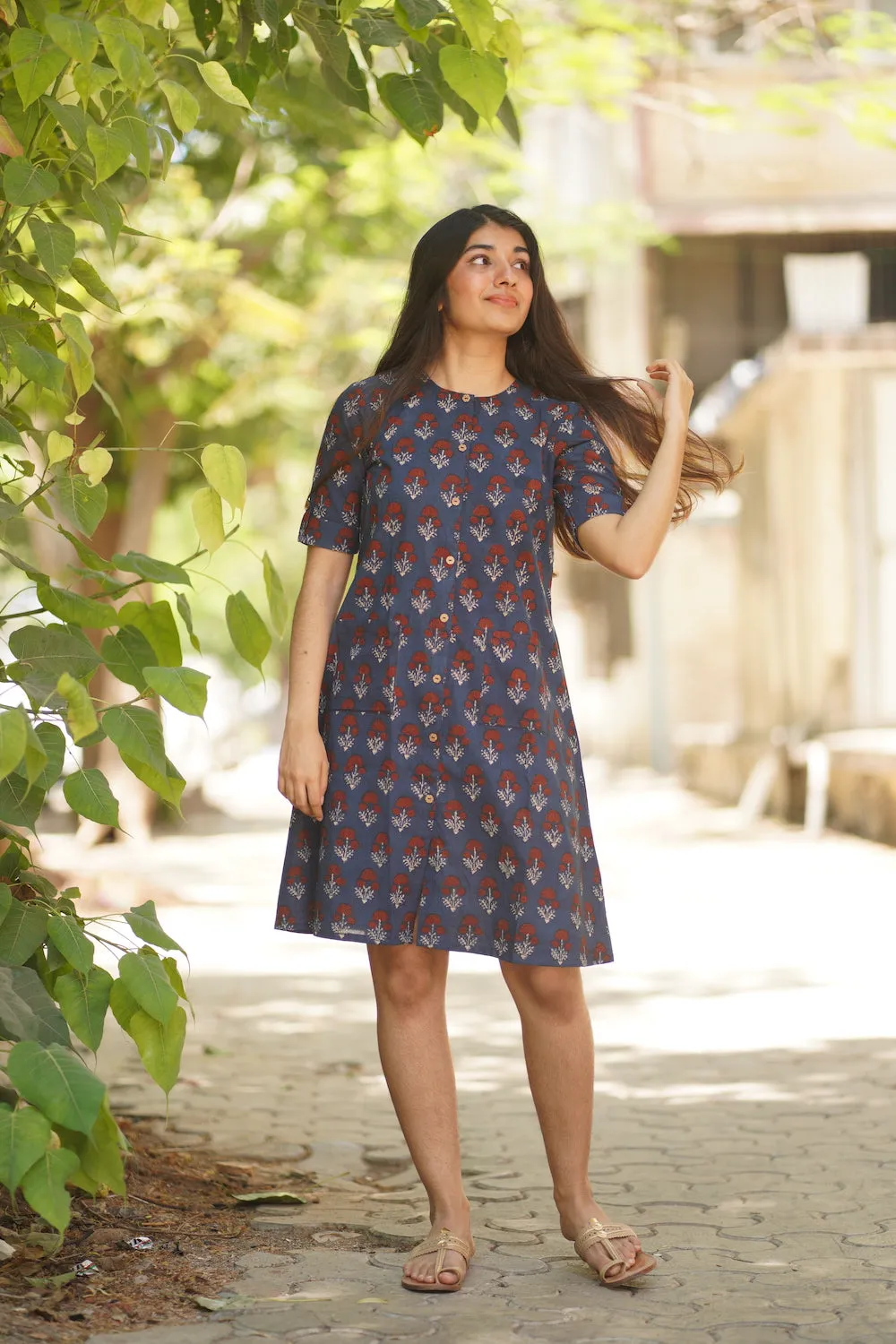 Aishi Indigo Dahlia Short Dress