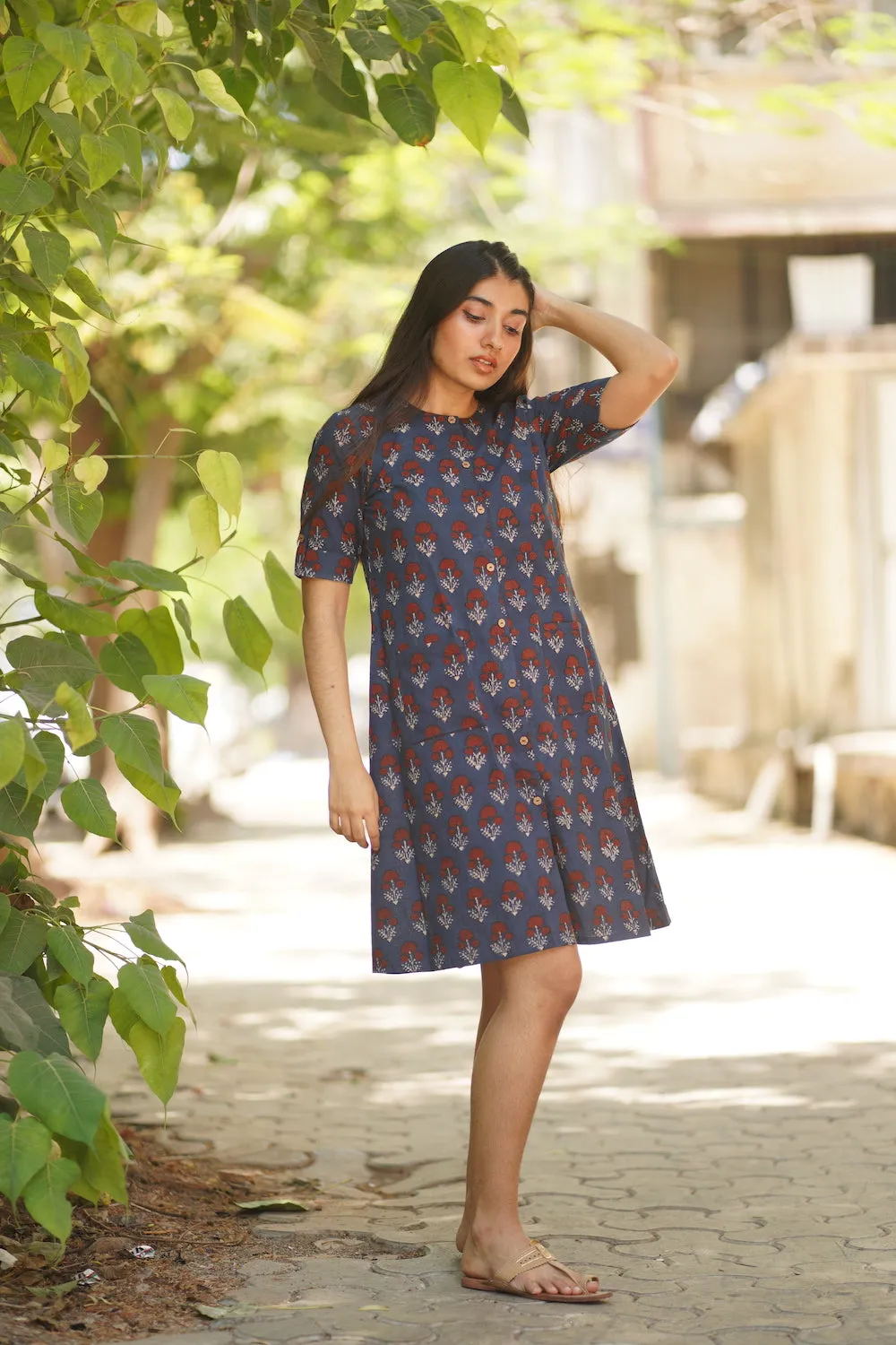 Aishi Indigo Dahlia Short Dress