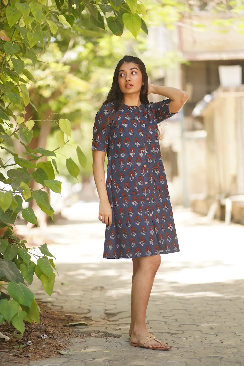 Aishi Indigo Dahlia Short Dress