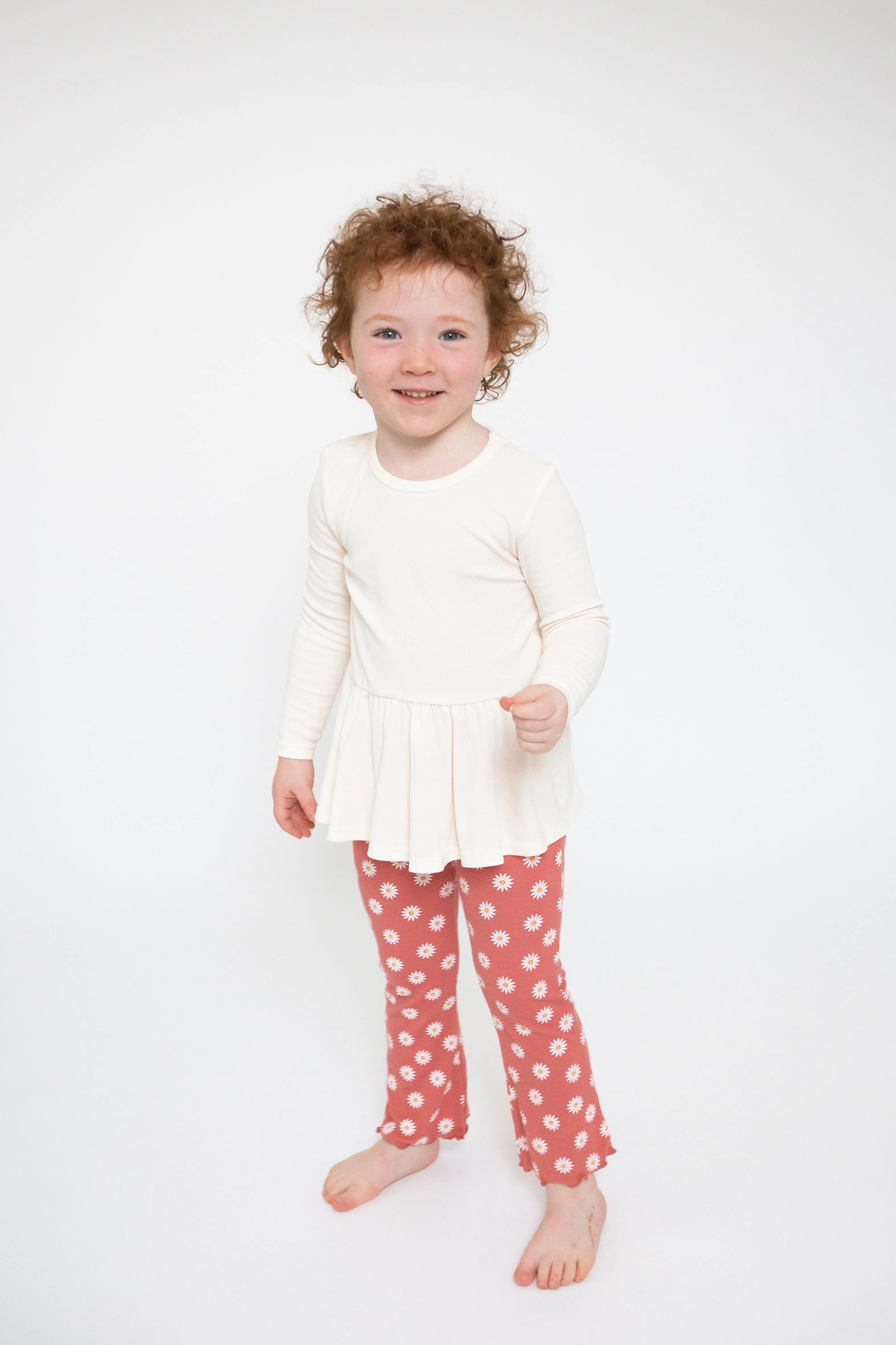 Angel Dear - Daisy Dot Peplum Top And Flare Pant Set