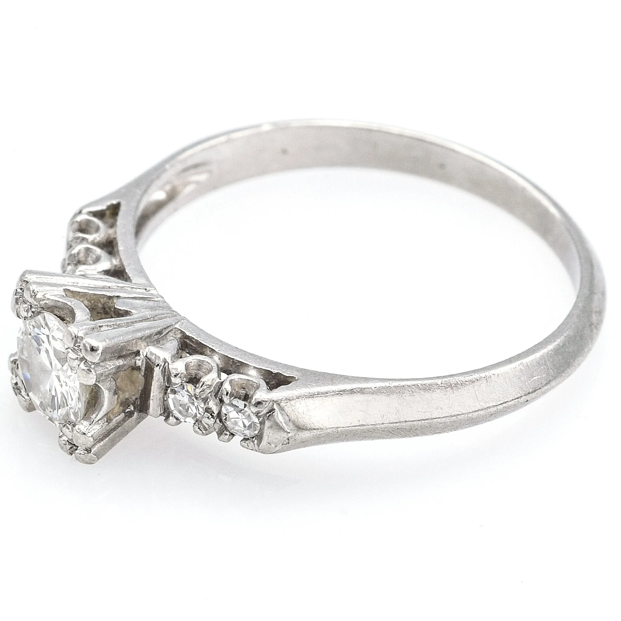 Antique Platinum 0.36 Ct Diamond Filigree Band Ring 3.6 Grams G/H VS-1/2