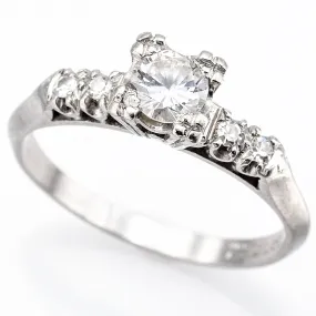 Antique Platinum 0.36 Ct Diamond Filigree Band Ring 3.6 Grams G/H VS-1/2