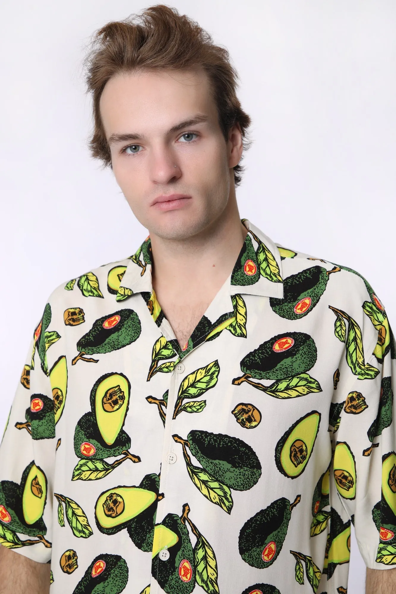 Arsenic Mens Printed Rayon Button-Up