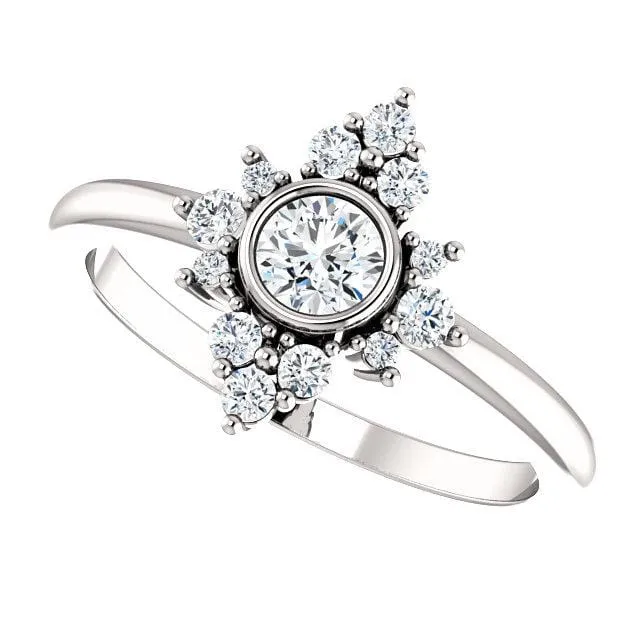 Ava Ring - Moissanite, Diamond or White Sapphire Halo Engagement Ring