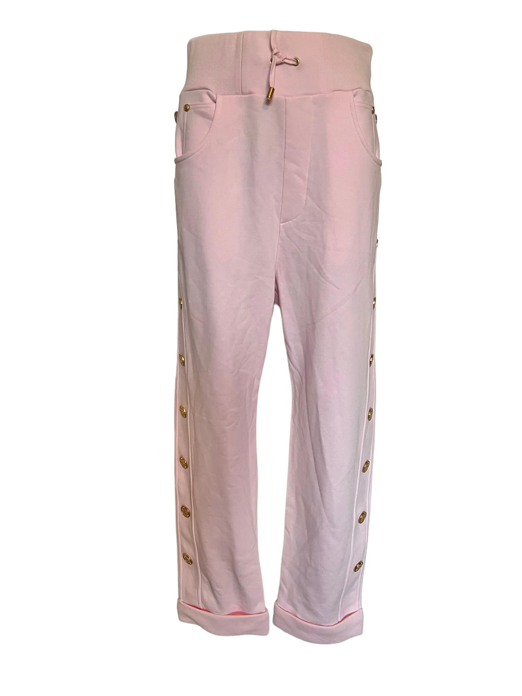 Balmain Pink Size Side Button Size M Boyfriend Lounge Pants