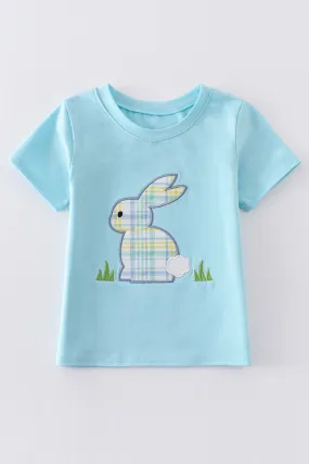 Blue rabbit applique boy top