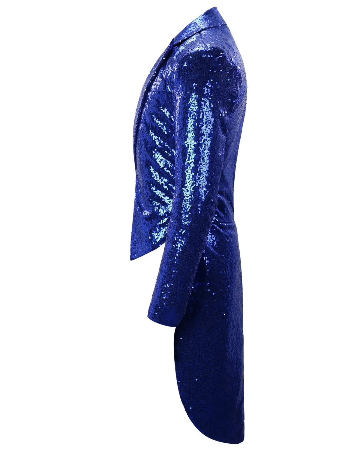 Blue Shiny Sequin Party Swallowtailed Coat