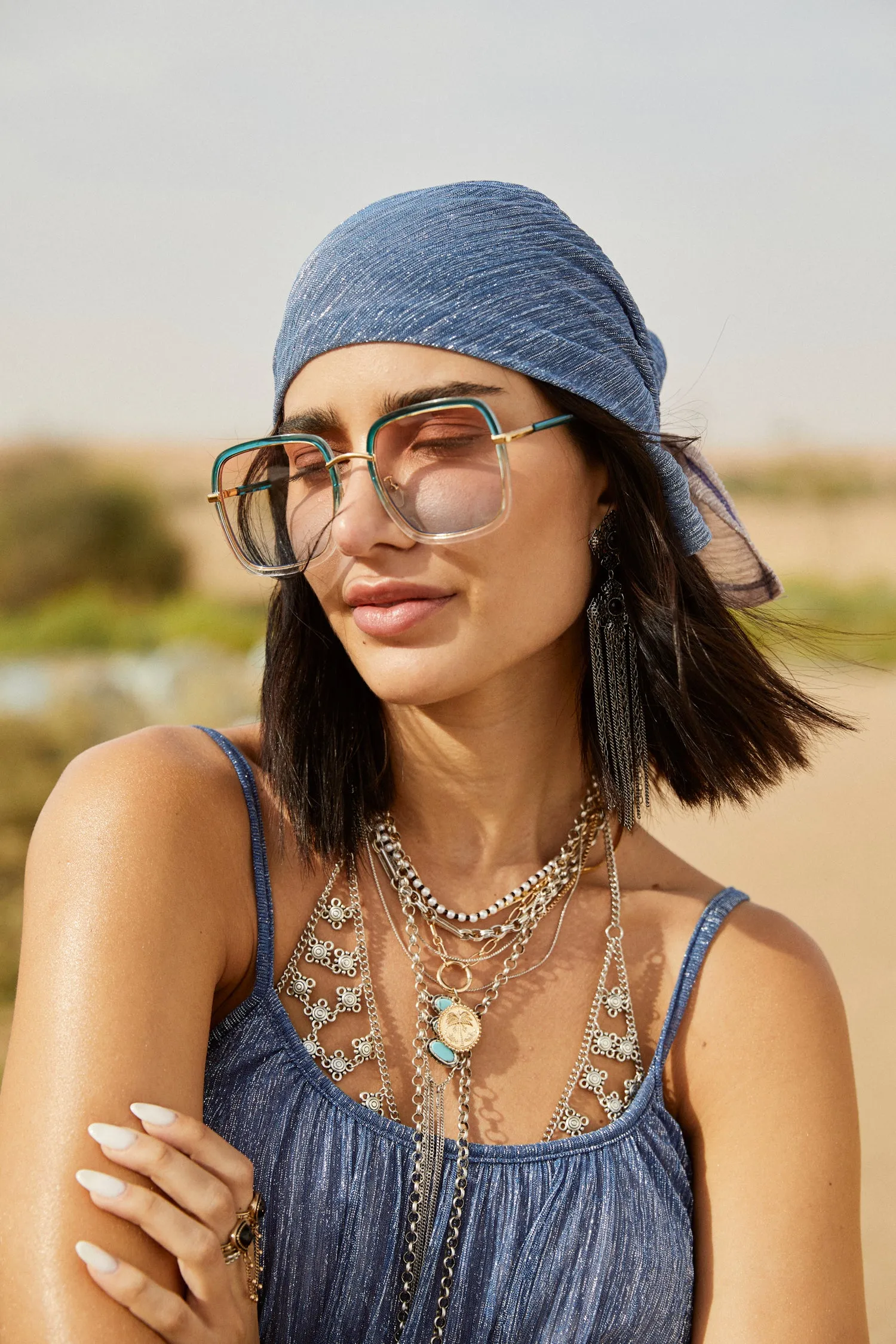 Blue Tint Lucy Square Sunglasses