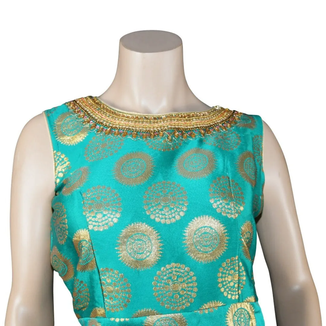 Brocade anarkali dress with hand embroidery