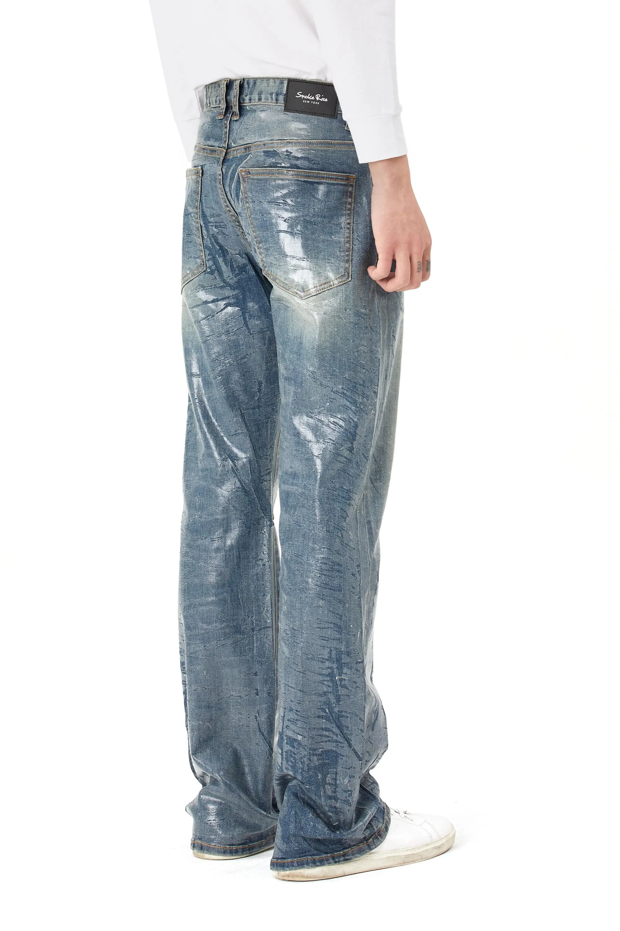 Clear Foil Denim Pants - Clear Foil Blue