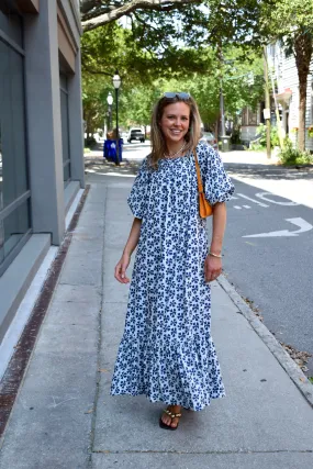 Cosette One Size Maxi Dress Navy Bloom